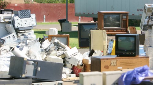 Waste containers staged for collection